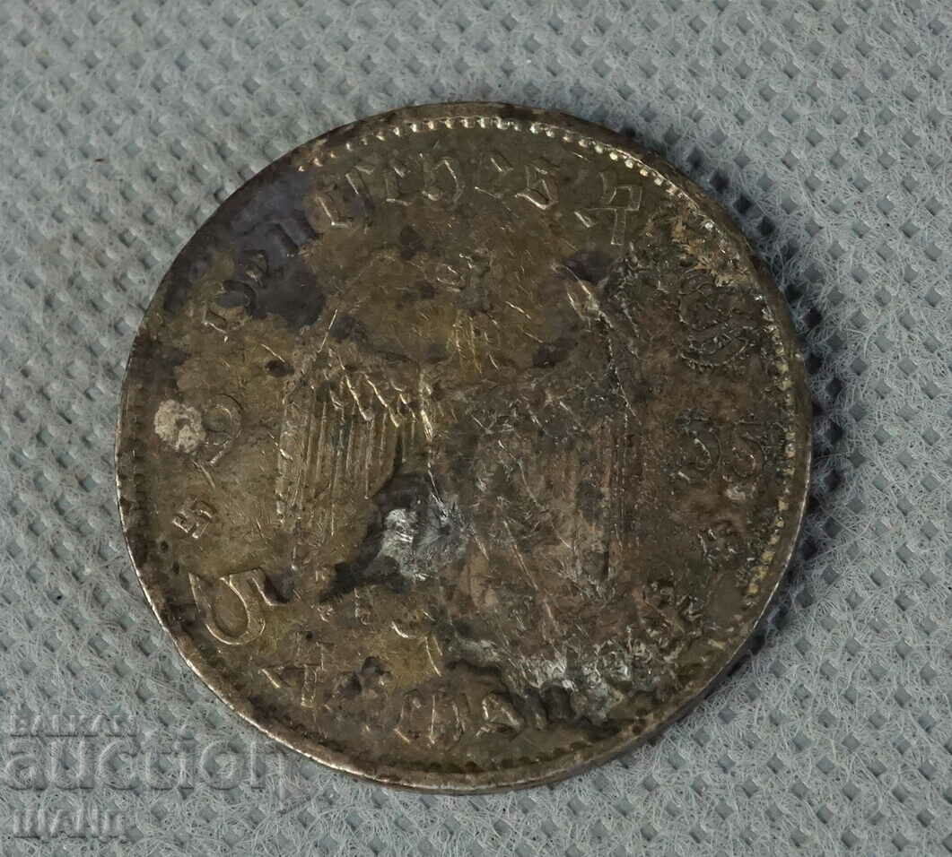 1935 Ασημένιο νόμισμα Γερμανίας 5 μάρκων