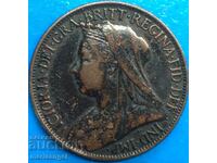 Marea Britanie 1 Farthing 1900 Victoria Bronz