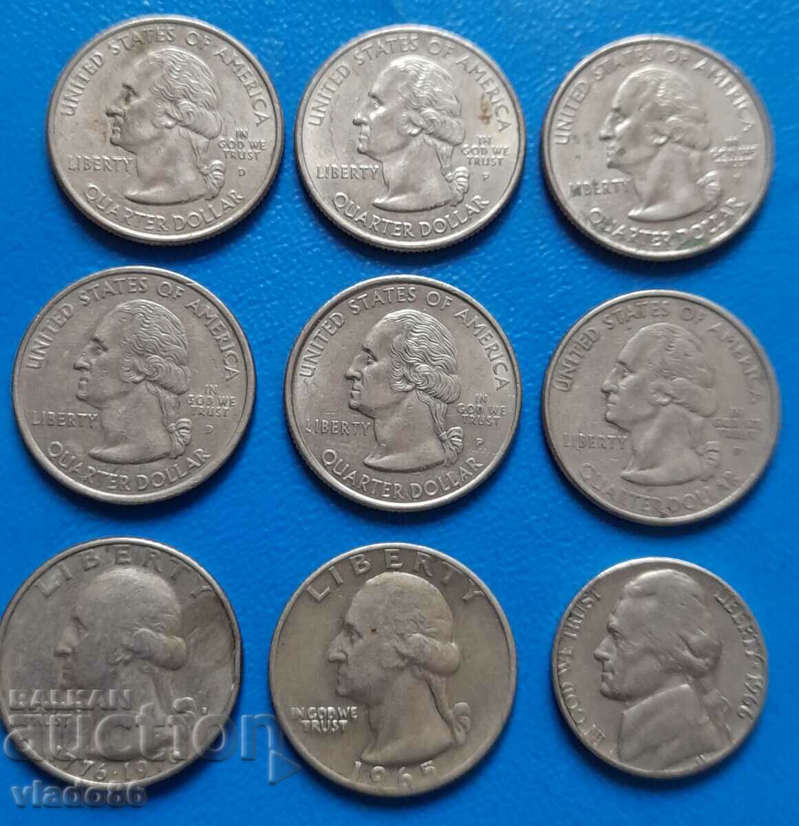 Lot Quarters US, quarter dollar various years