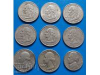 Lot Quarters US, quarter dollar various years