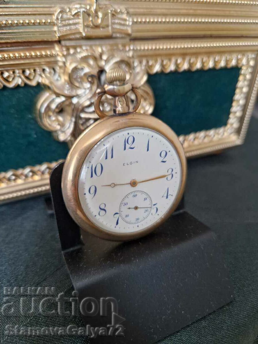 Auction  Antique American ELGIN Gilt Pocket Watch