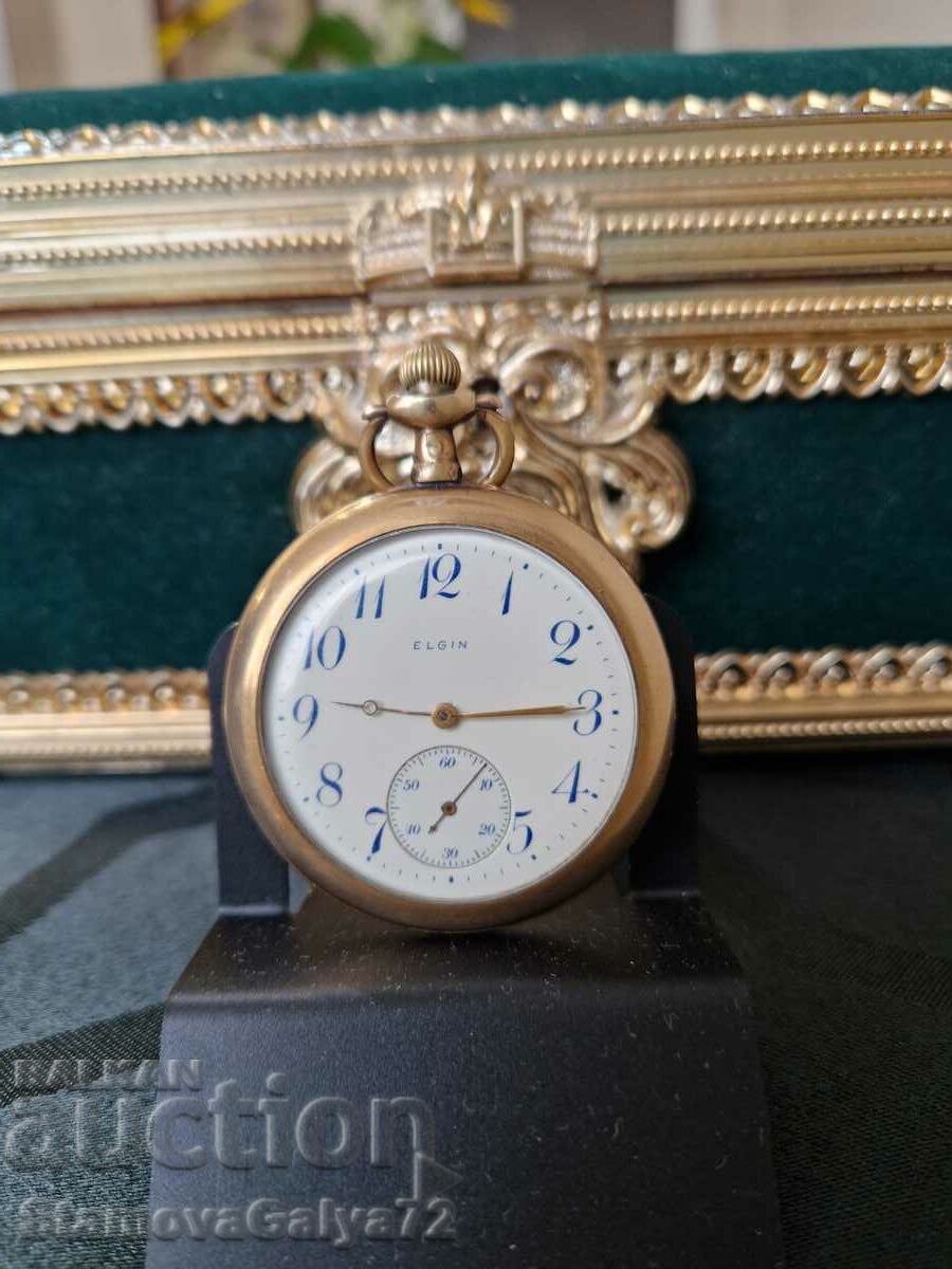 Антикварен американски позлатен джобен часовник ELGIN