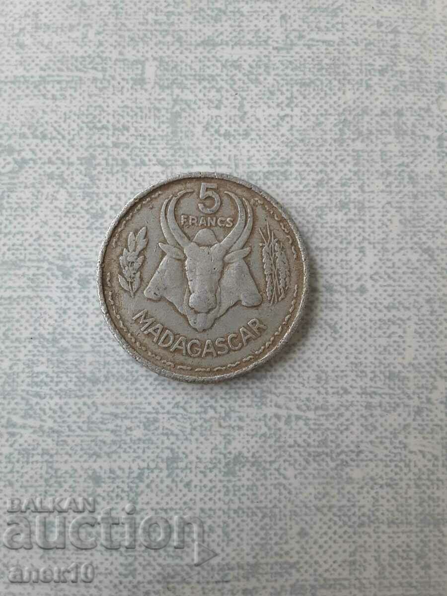 Madagascar 5 franci 1953
