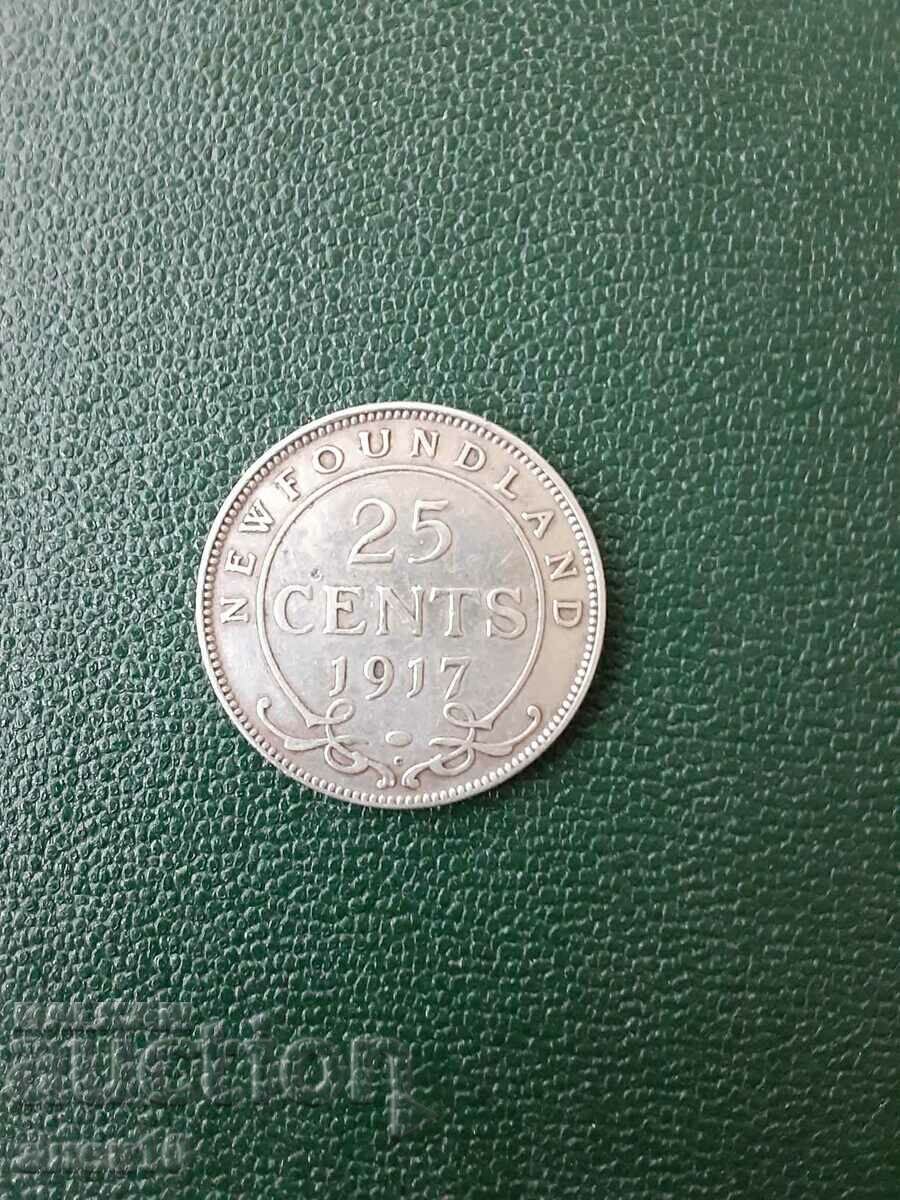 Нюфаундленд  25  цент  1917