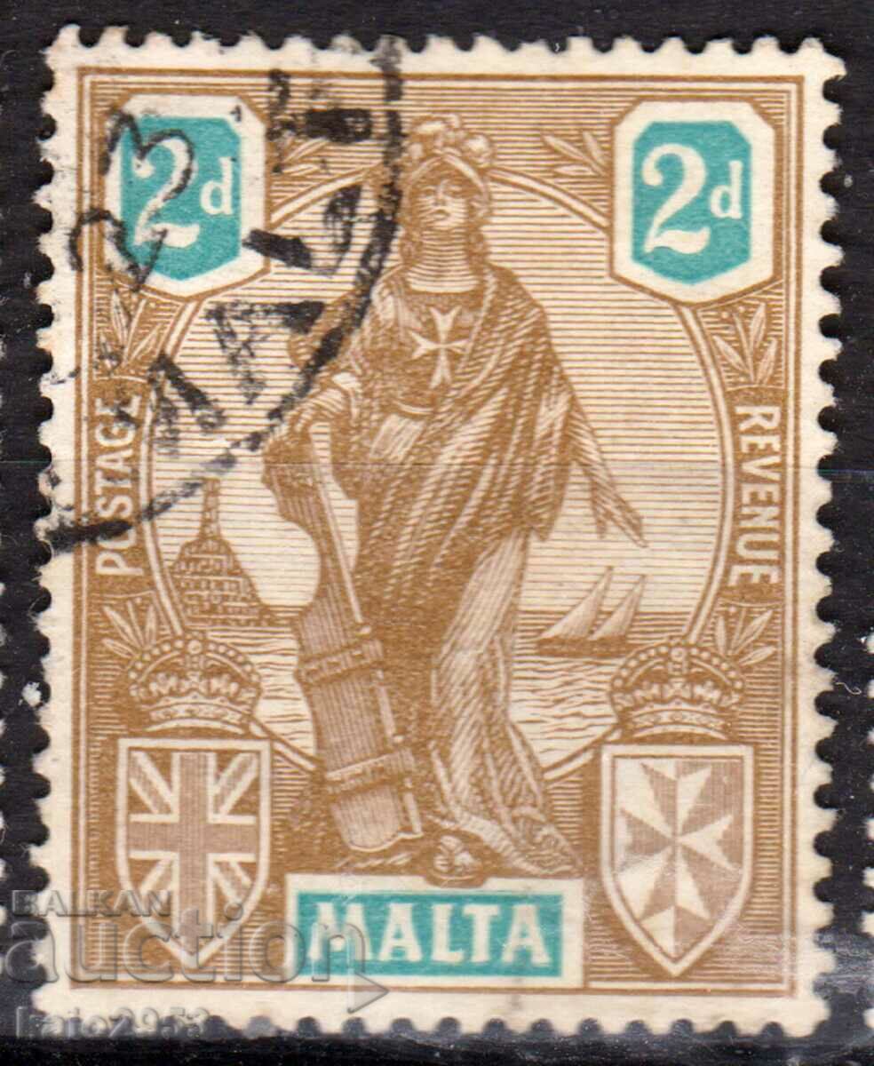 GB/Malta-1922-Regular-Allegory-Malta με εθνόσημο, σφραγίδα