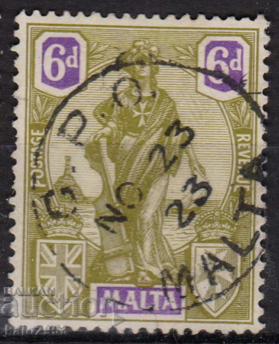 GB/Malta-1922-Редовна-Алегория-Малта с герба  ,клеймо