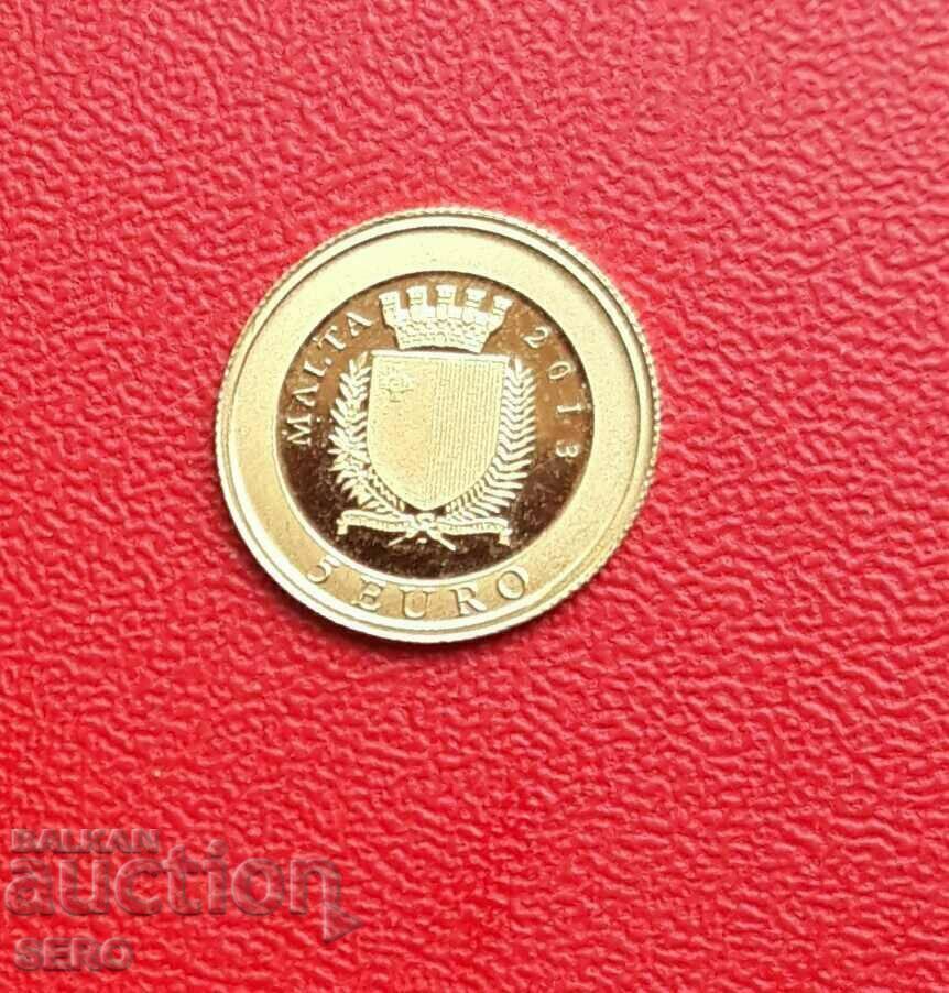 Malta-5 euro 2013-aurie-mat-lucioasa-tir 10.000 bucati