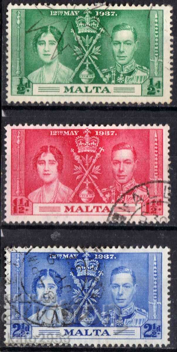 GB/Malta-1937-Coronation-KG VI, serie, timbru