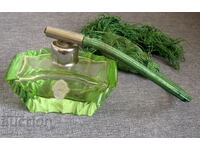 Art Deco Green Crystal Glass Perfume Spray Bottle