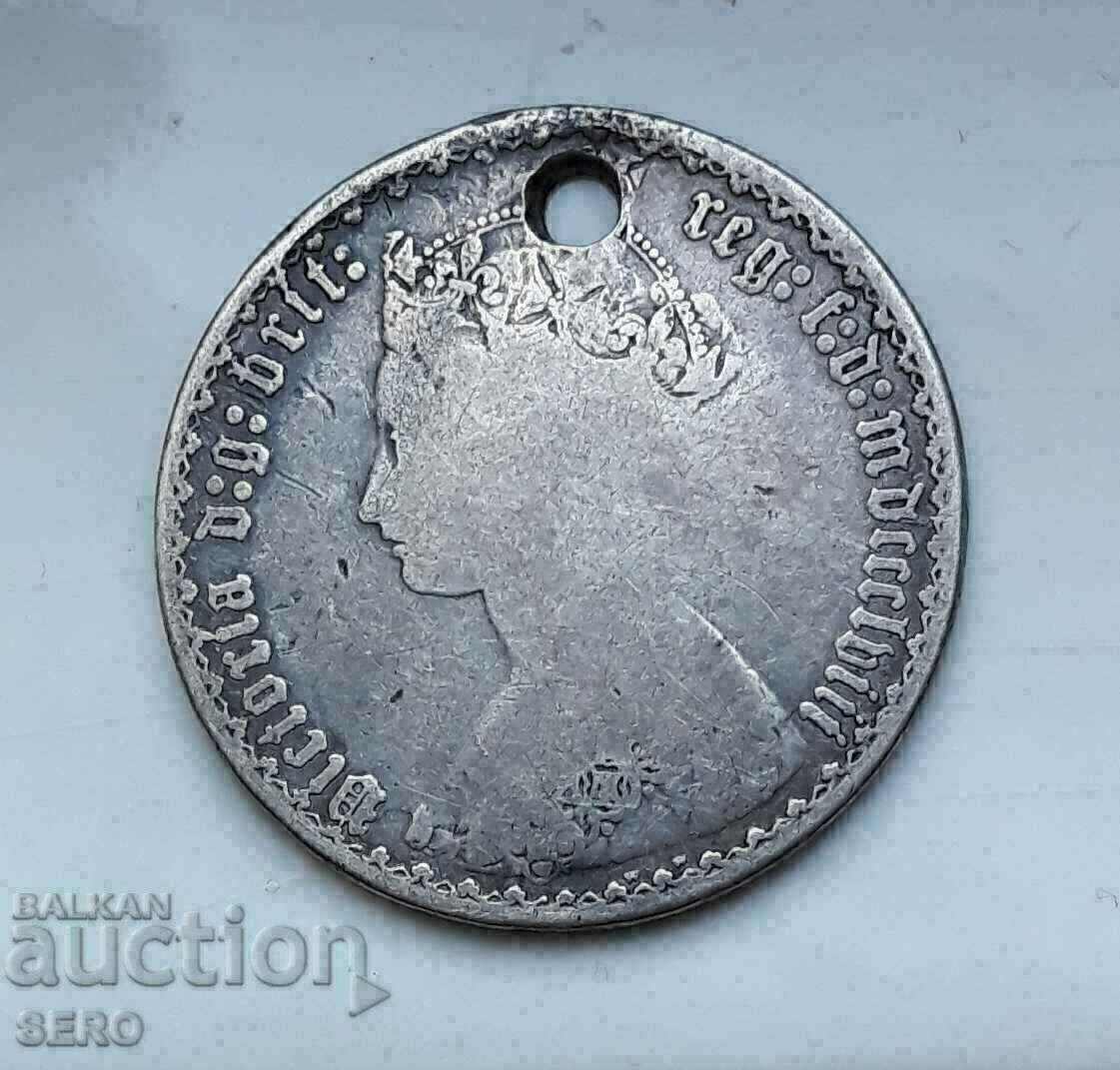 Marea Britanie-florin 1863-perforat-rar