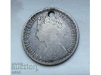 Great Britain-florin 1863-punched-rare