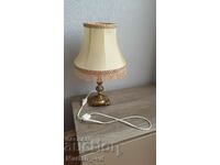 Old table lamp, brass stand and retro lantern