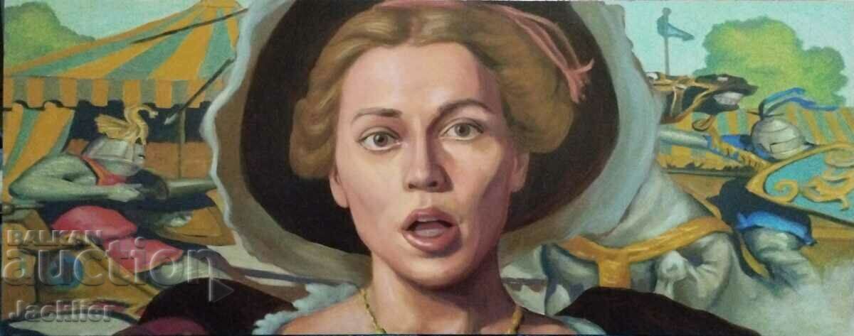 «Μονομαχία για την καρδιά μιας γυναίκας», πίνακας, Πλάμεν Οβτσάροφ, 44x103,5 εκ.