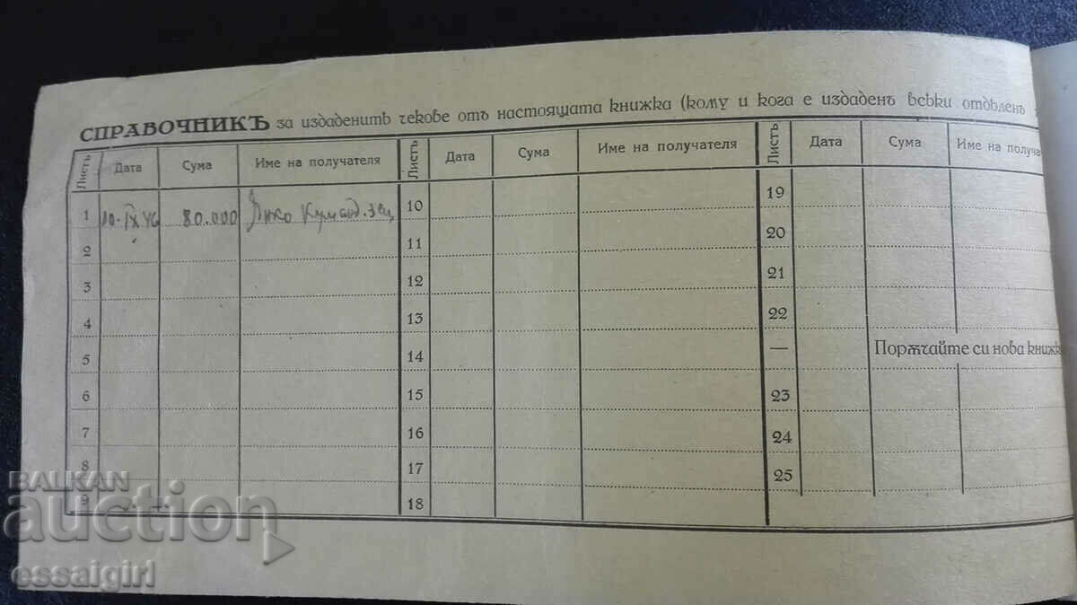 Auction POSTAL CHECK SERVICE BOOKLET WITH 12 PCS. UNUSED Auction POSTAL CHECK SERVICE BOOKLET WITH 12 PCS. UNUSED