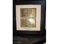 BNB 100 LEVA 2003 "GOLD REPLICA" IN A FRAME