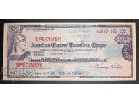 AUSTRALIA 50 USD P.CHEQUE AMEX SPECIMEN UNC