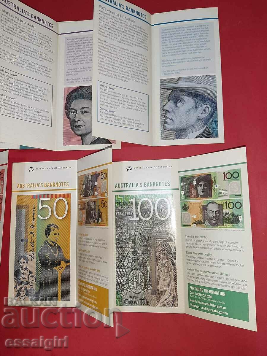 AUSTRALIA LOT BOOKLETS 5, 10, 20, 50, 100 DOLLARS 1992-1996 - 6 AUSTRALIA LOT BOOKLETS 5, 10, 20, 50, 100 DOLLARS 1992-1996 - 6