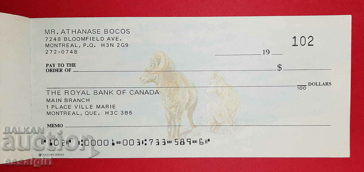 Auction CANADA UNUSED CHECK BOOK THE ROYAL BANK OF CANADA Auction CANADA UNUSED CHECK BOOK THE ROYAL BANK OF CANADA