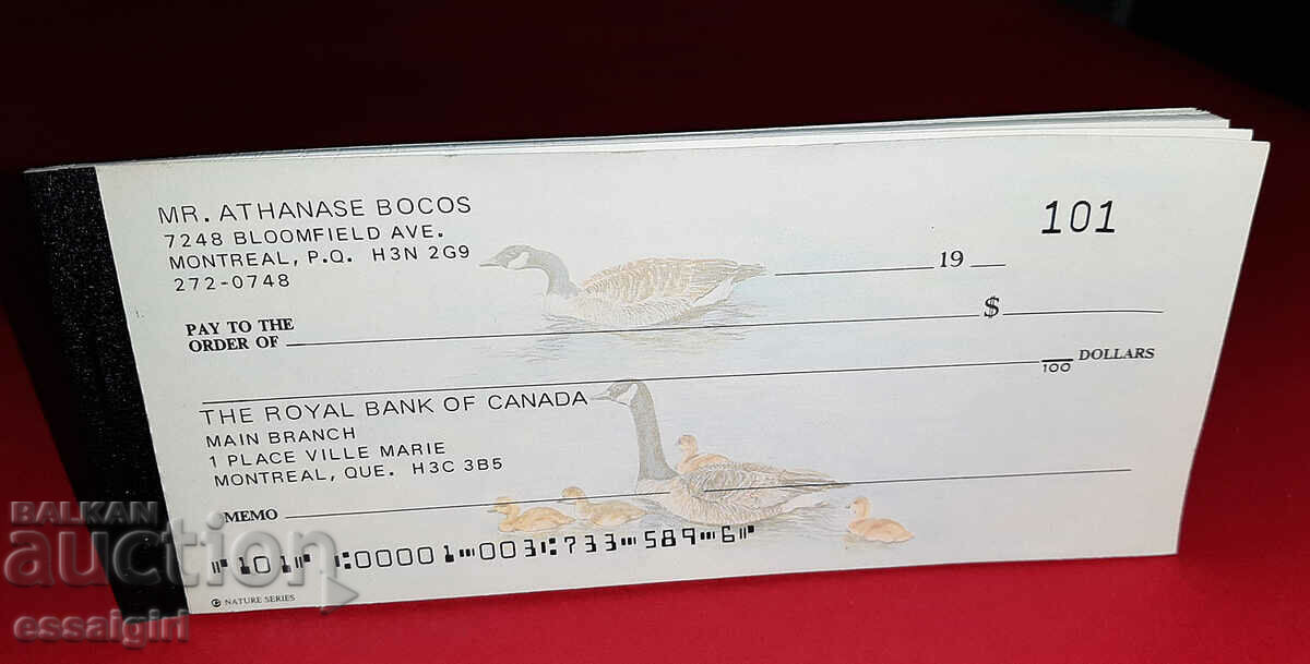 CANADA UNUSED CHECK BOOK THE ROYAL BANK OF CANADA