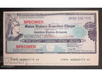 ШВЕЙЦАРИЯ 200 ФРАНКА П.ЧЕК AMEX SPECIMEN UNC