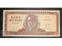 CUBA 10 PESOS 1967 SPECIMEN, SAMPLE UNC