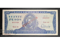 CUBA 20 PESOS 1978 SPECIMEN, SAMPLE UNC