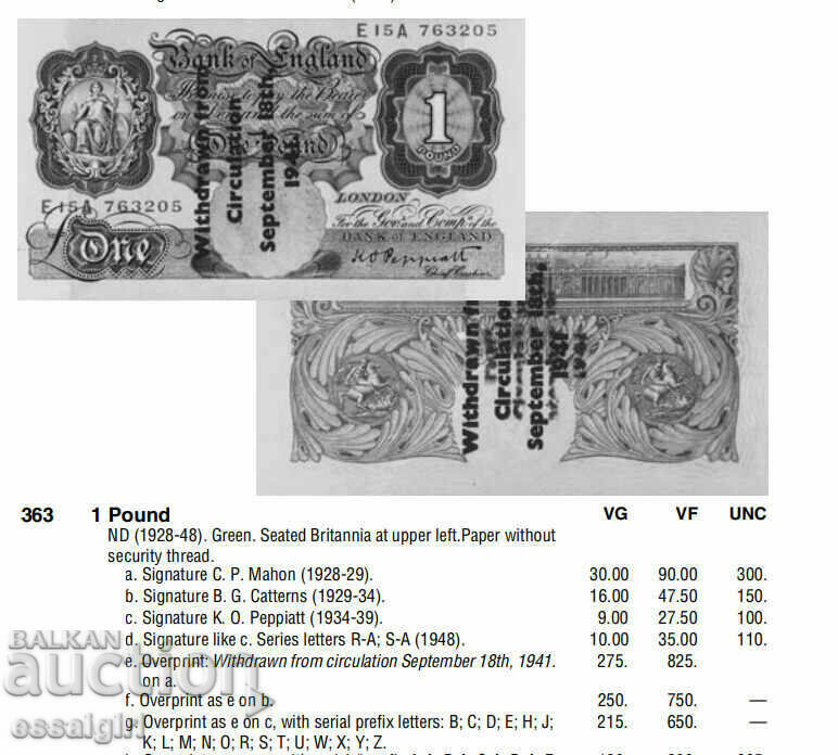 Auction ENGLAND VSV 1 POUND 1941 OCCUPATION OF JERSEY Auction ENGLAND VSV 1 POUND 1941 OCCUPATION OF JERSEY