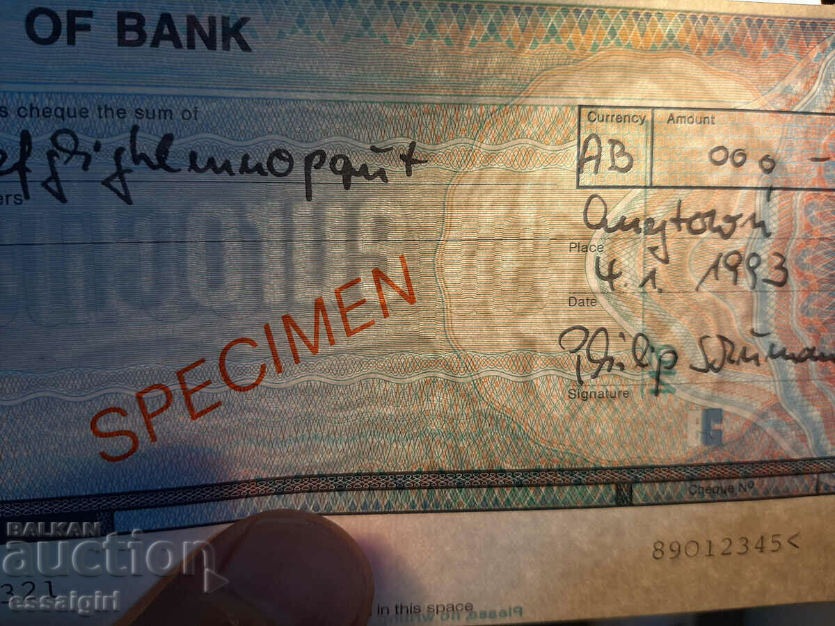 Auction  EUROPE MONEY CHECK SPECIMEN, SAMPLE UNC