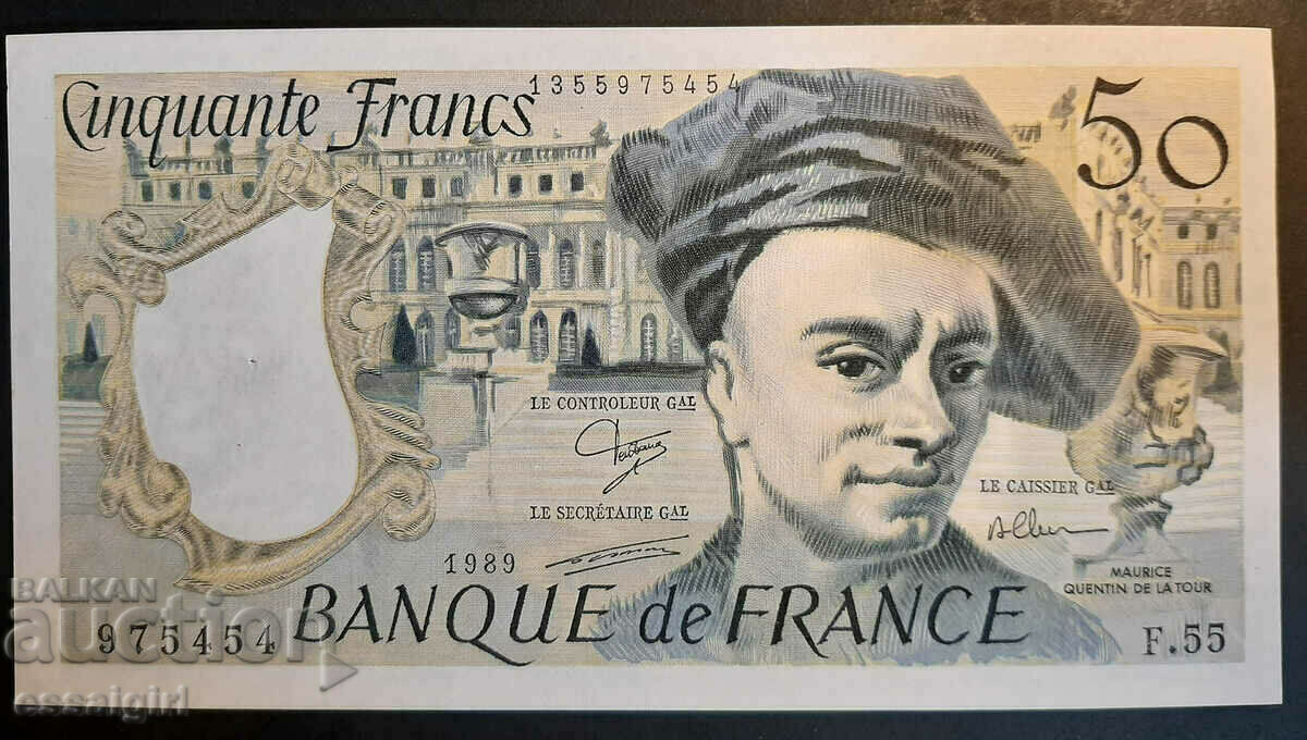 FRANCE 50 FRANC 1989 Quentin de La Tour aUNC