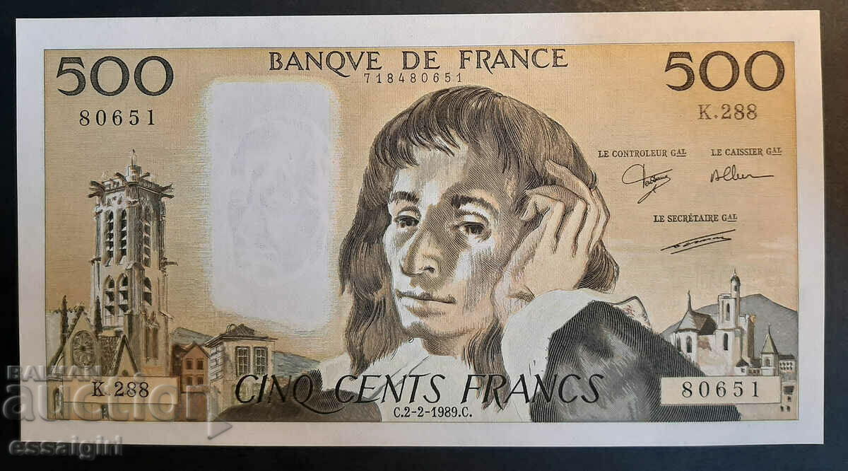 FRANTA 500 FRANC 2-2-1989 BLAISE PASCAL UNC