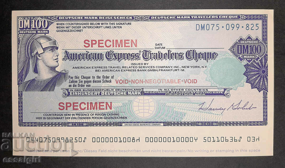 ΓΕΡΜΑΝΙΑ 100 ΣΗΜΑΝΤΕΣ Π. ΕΛΕΓΧΟΣ AMEX SPECIMEN UNC