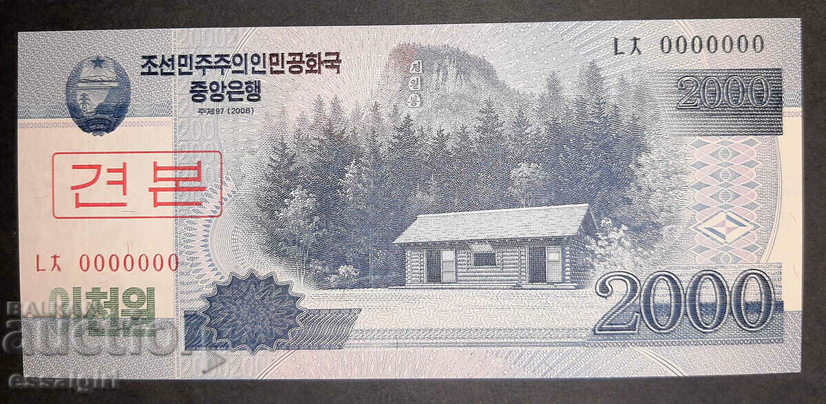 NORTH KOREA 2000 WON 2008 SPECIMEN UNC