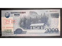 NORTH KOREA 2000 WON 2008 SPECIMEN UNC