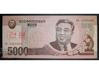 NORTH KOREA 5000 WON 2008 SPECIMEN UNC