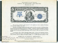 USA 5 DOLLAR 1899 OFFICIAL BEP REPLICA