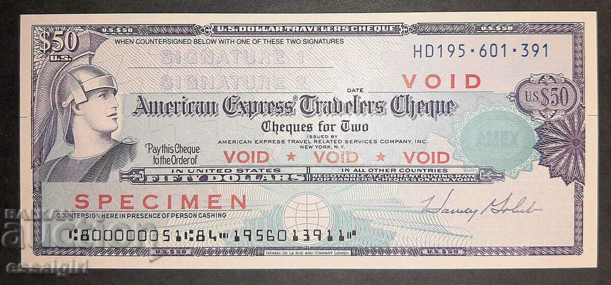 USA $50 P.CHEQUE AMEX SPECIMEN UNC (1)