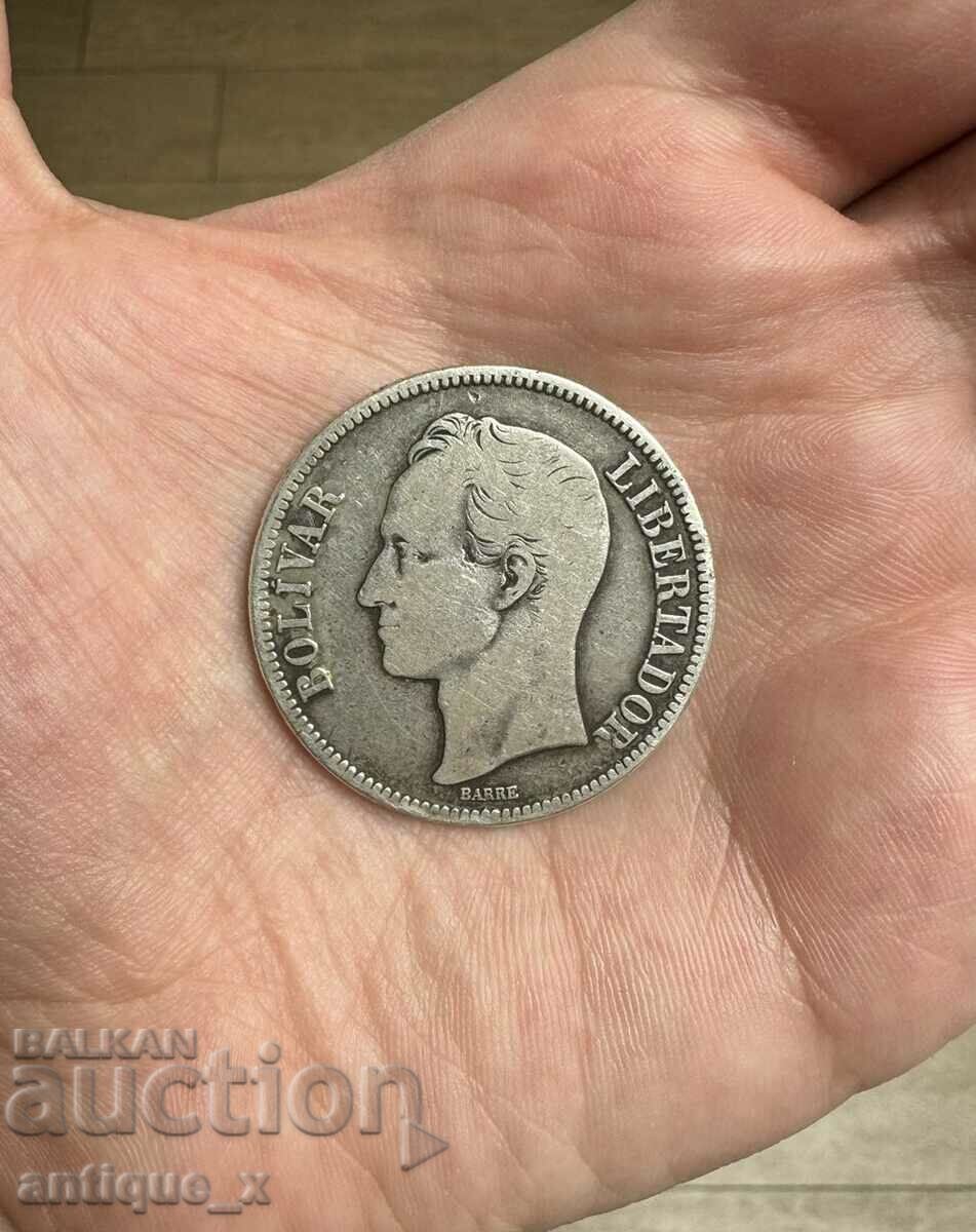 5 боливара 1936г-Боливар-Венецуела-сребърна талерова монета