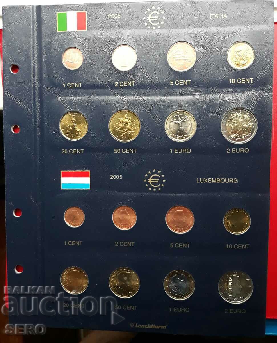 Set of 2 sets 2005 of 8 euro coins - Italy and Luxembourg