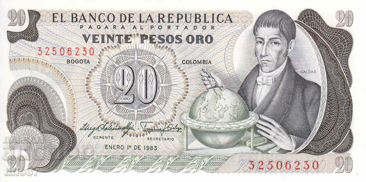 tino37- COLOMBIA - 20 PESOS ORO - 1983 - UNC with price 3.70 BGN | € 1.89 tino37- COLOMBIA - 20 PESOS ORO - 1983 - UNC with price 3.70 BGN | € 1.89