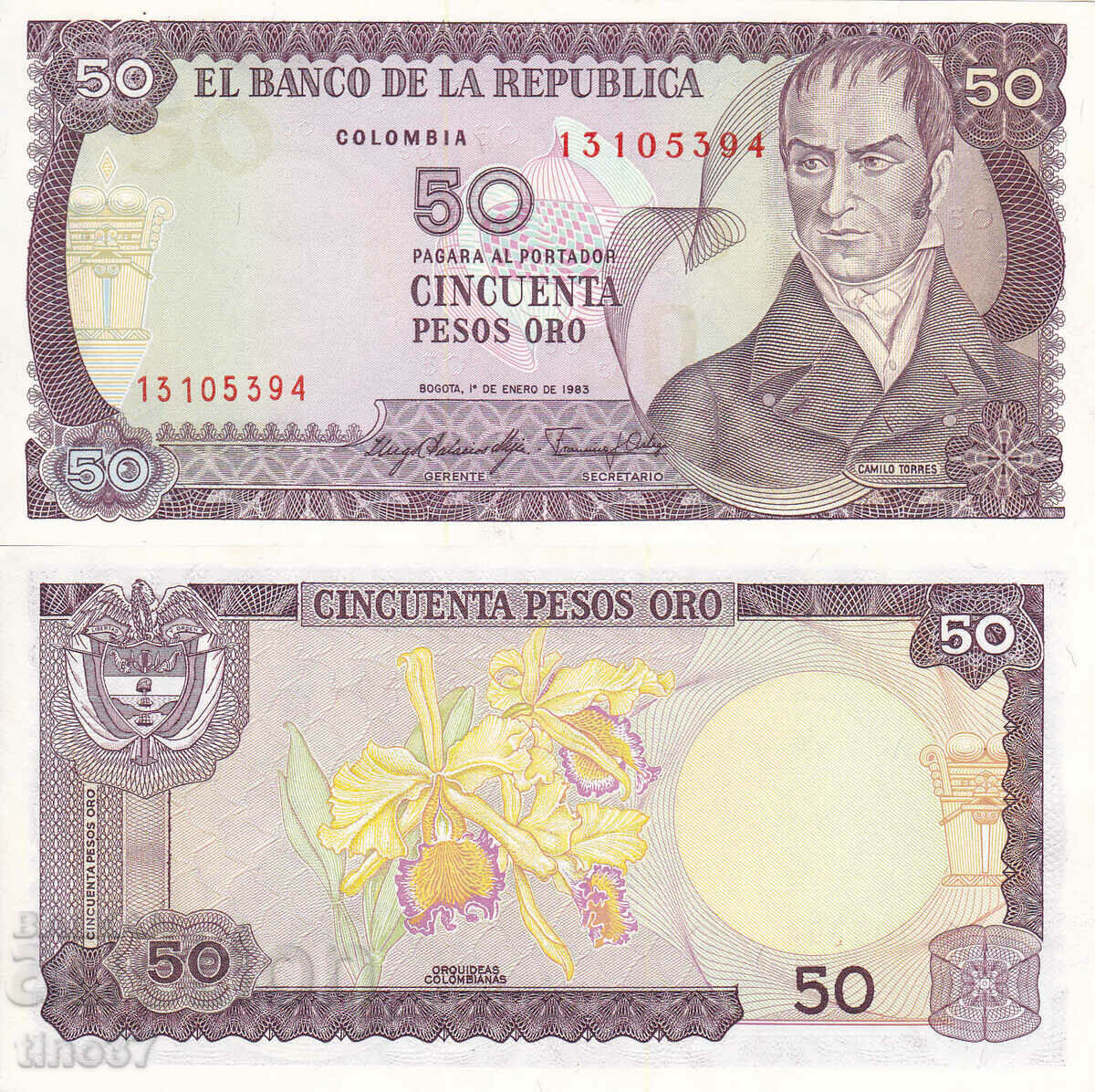 tino37- COLOMBIA - 50 PESOS ORO - 1983 - UNC