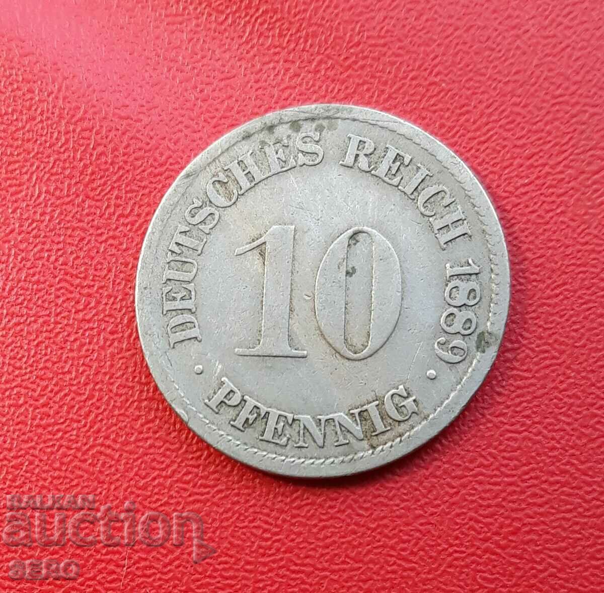 Germany-10 Pfennig 1889 G-Karlsruhe