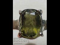 SILVER RING WITH NATURAL MOLDAVITE (CZECH REPUBLIC) 1.90 ct.