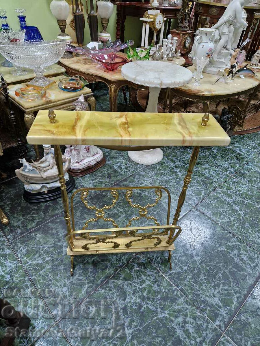 Antique Belgian Brass Table Newspaper Stand