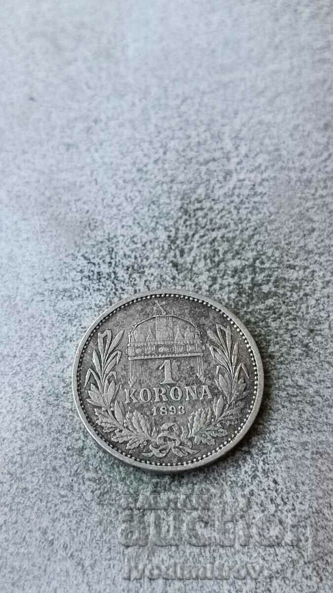Hungary 1 kroner 1893 Silver