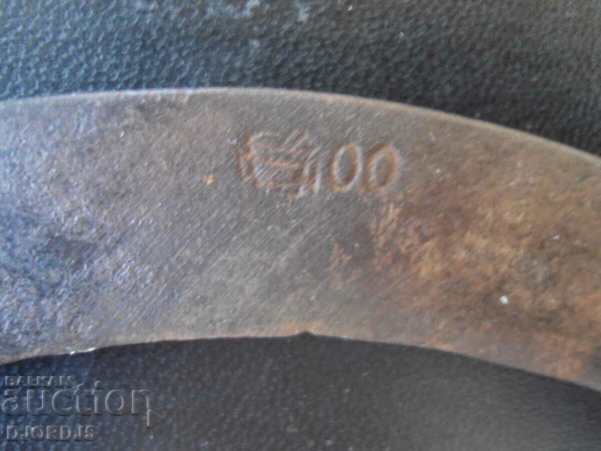 Old sickle, engraved, mark