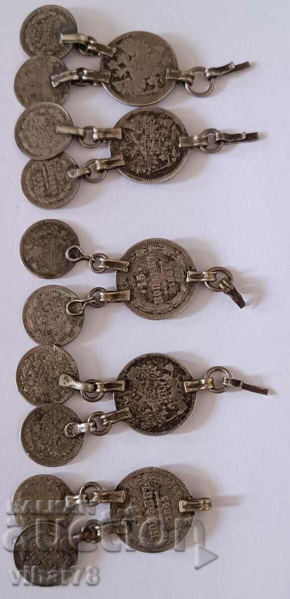 Auction Lot of five silver pendants made from coins Auction Lot of five silver pendants made from coins