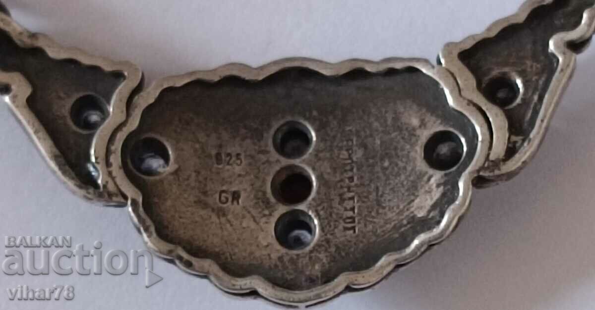 Παλιό ασημένιο κολιέ με Bohemian Garnet και Ζιργκόν - 6