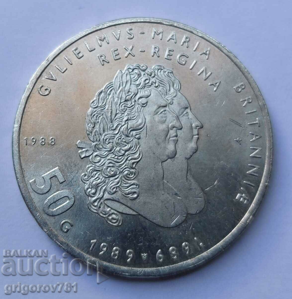 50 гулдена сребро Нидерландия 1988 - сребърна монета #3