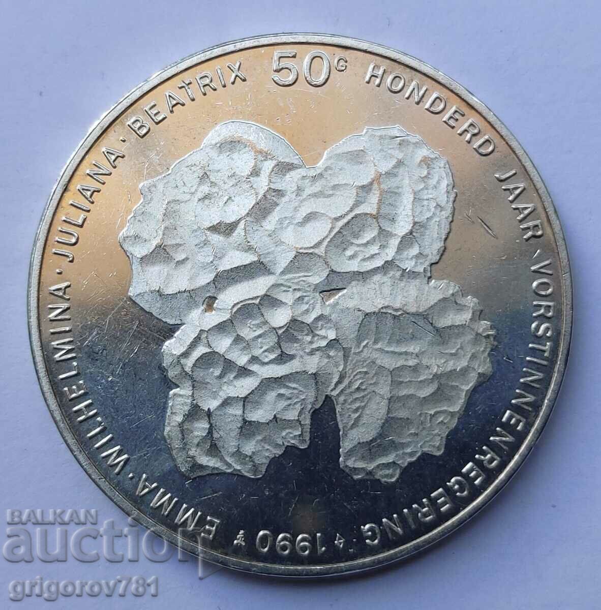 50 гулдена сребро Нидерландия 1990 - сребърна монета #5