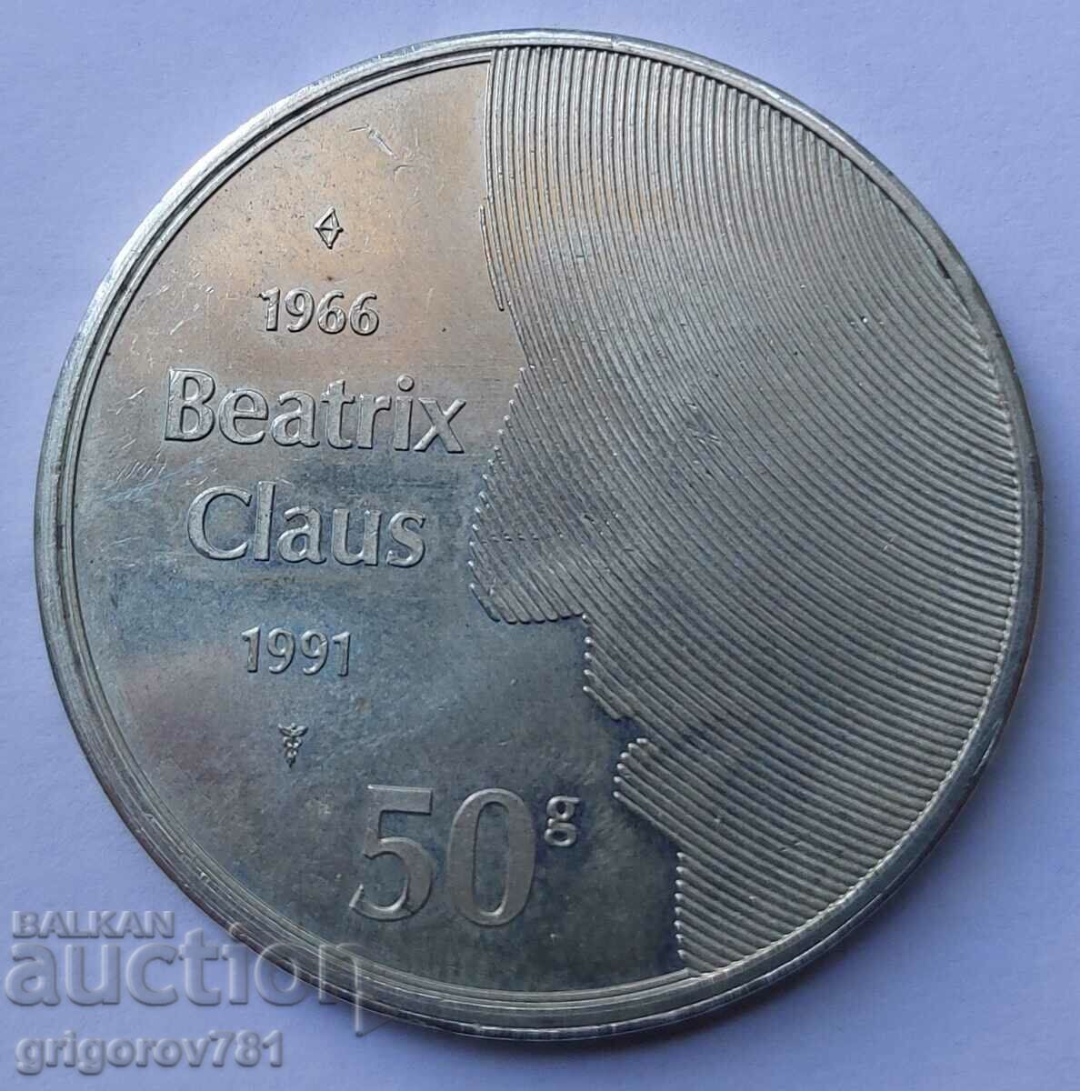 50 гулдена сребро Нидерландия 1991 - сребърна монета #6
